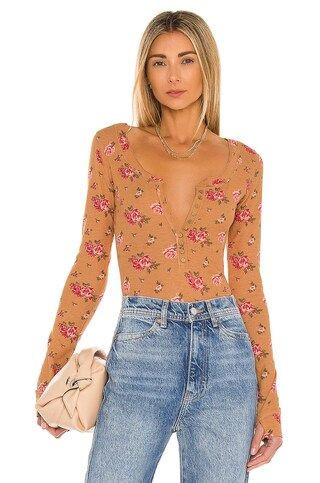 Free People Dylan Thermal Printed Bs Top in Tan Combo from Revolve.com | Revolve Clothing (Global)
