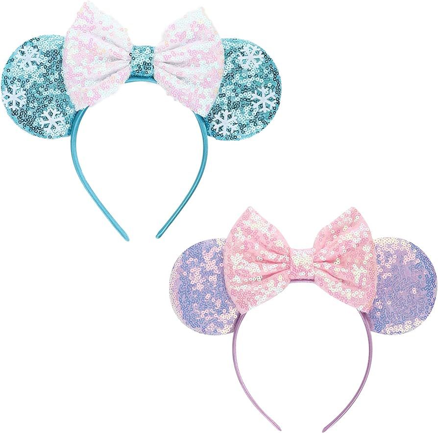 DRESHOW Mouse Ears Bow Headbands Glitter Party Decoration Cosplay Costume for Women | Amazon (US)