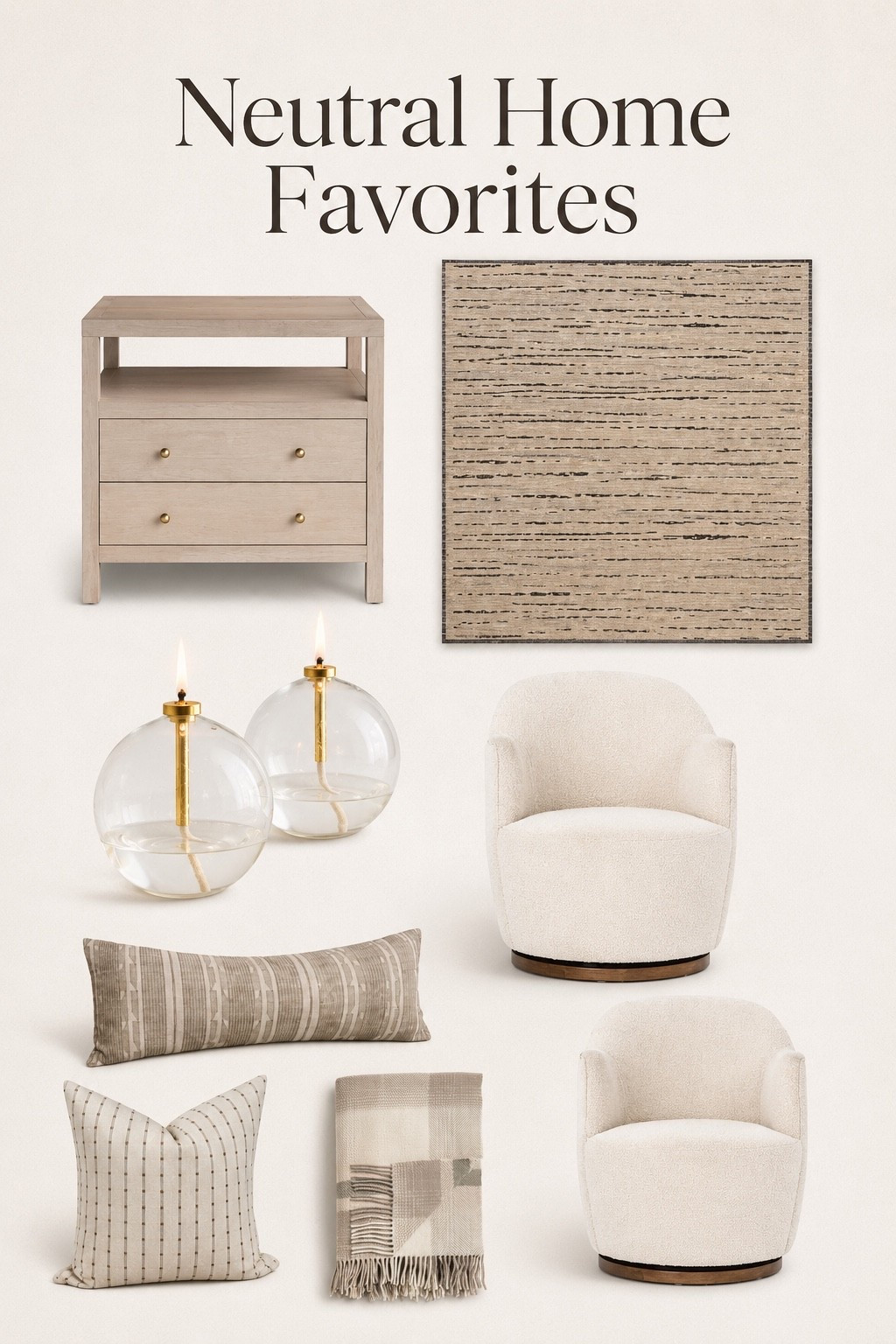 Neutral Home Favorites

A few cozy neutral pieces I’ve been loving lately. Layered textures, soft patterns, warm woods, and timeless accents that make a home feel elevated, collected, and inviting. These are the kinds of pieces that work beautifully year-round and instantly give that designer-inspired look.

#LTKSaleAlert #LTKHome