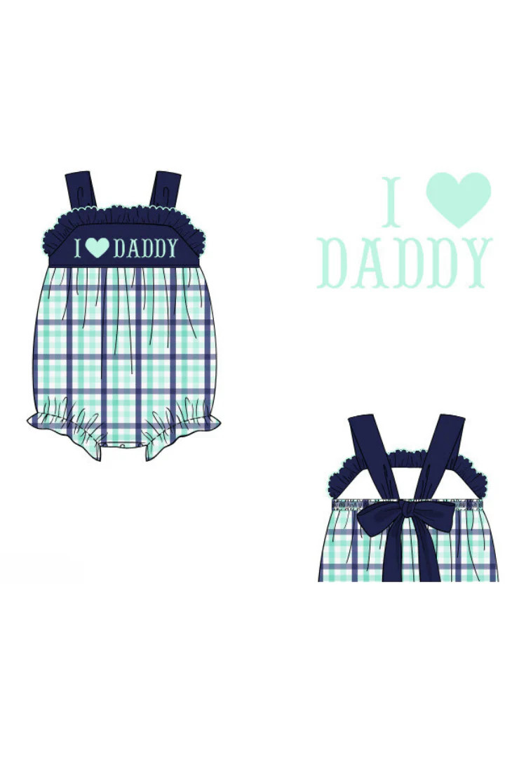 Pre-Order Smocked I Love Daddy Plaid Bubble | The Smocked Flamingo