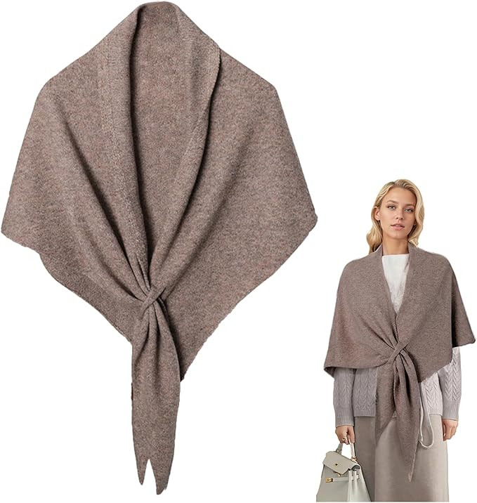 Knitted Shawl Wrap for Women Soft Warm Triangle Winter Scarf Cape Poncho Open Front Cozy Pashmina... | Amazon (US)