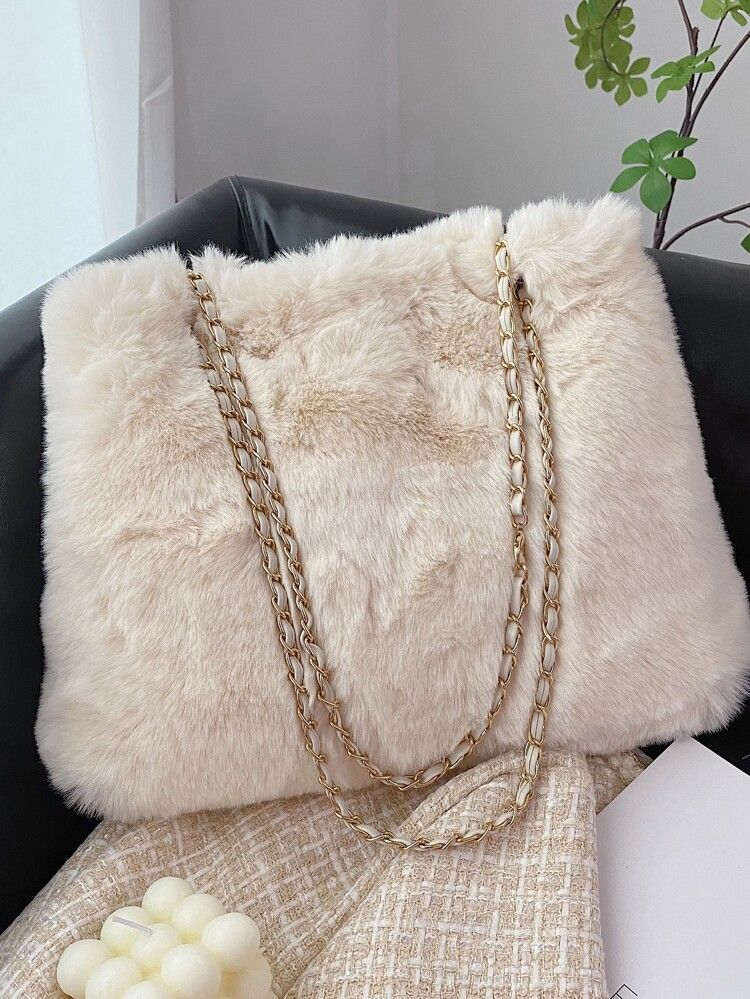 Fuzzy Shoulder Tote Bag | SHEIN