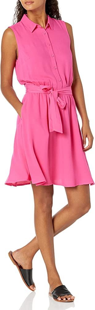 Amazon Essentials Women's Sleeveless Woven Shirt Dress | Amazon (US)