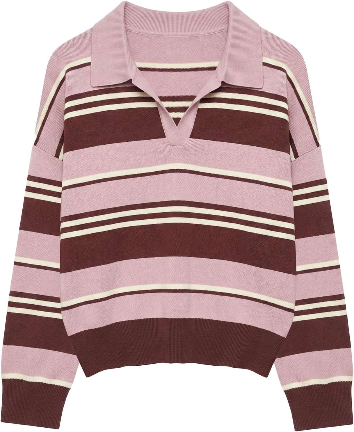 Yimoon Rugby Sweater Women Striped Polo Sweaters | Amazon (US)