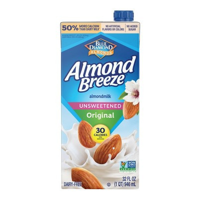 Almond Breeze Unsweetened Original Almond Milk Shelf Stable - 1qt | Target