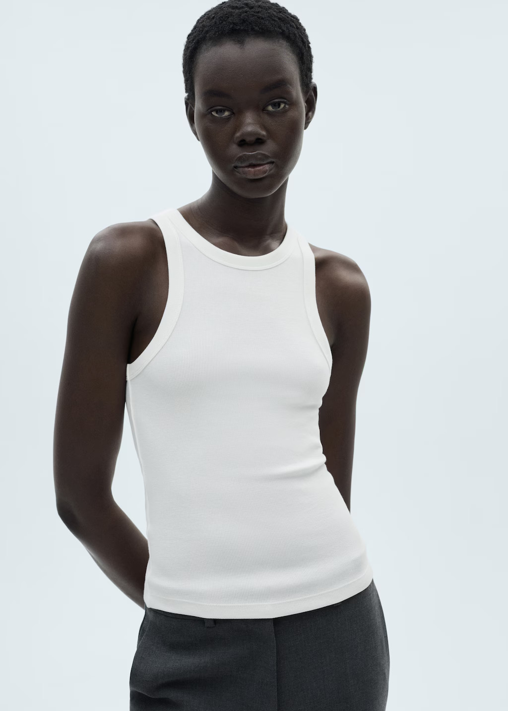 Ribbed cotton-blend top - Women | MANGO United Kingdom | MANGO (UK)