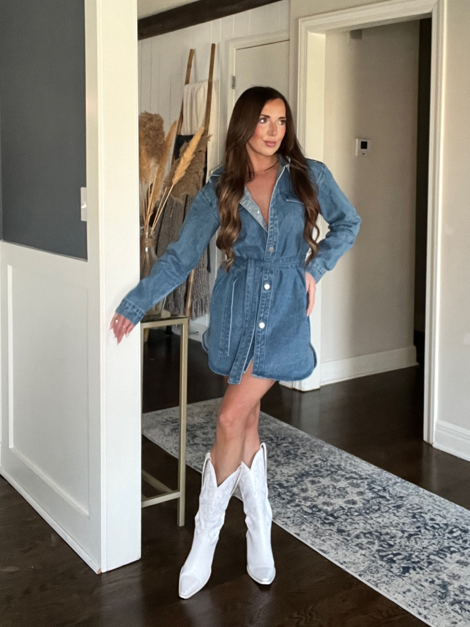 The cutest under $80 dress perfect for the rodeo or a country concert! Wearing an XS, fits a bit oversized.

Cowgirl boots, country concert outfit, rodeo outfit, denim dress, cowboy boots 

#LTKstyletip #LTKshoecrush #LTKfindsunder100
