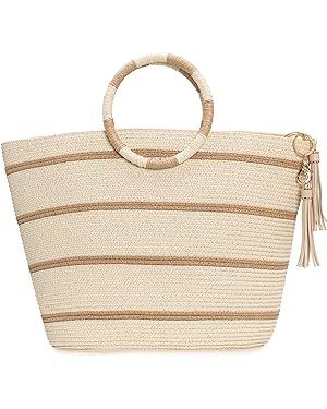 Straw Bag Straw Handbags Tote Bag for Women Straw Tote Bags Rattan Woven Straw Beach Bags for Wom... | Amazon (US)