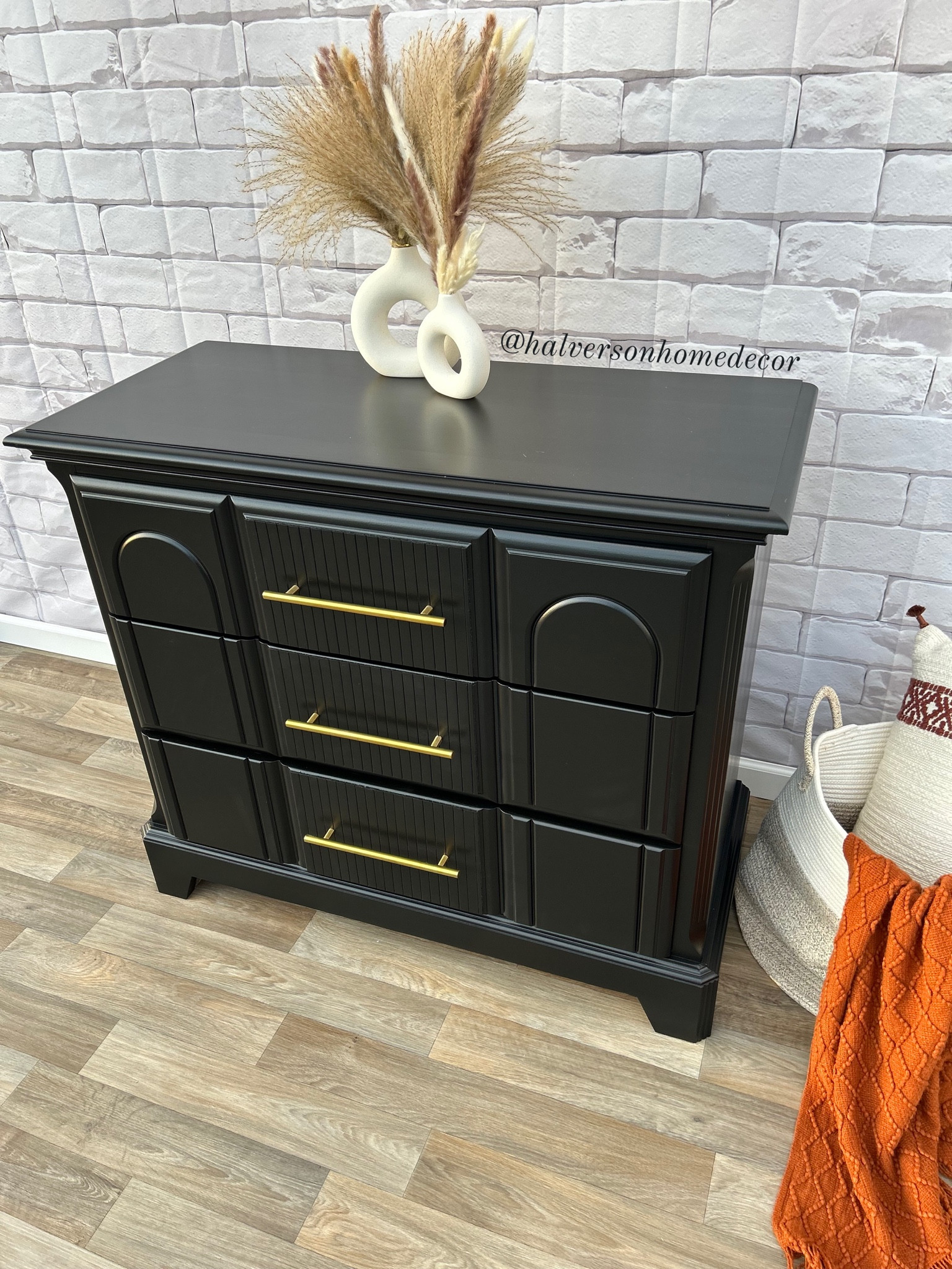 Here’s the main items I used to refinish this piece! You can find all my staging decor in a separate product set! I used wise owl one hour enamel (so no top coat needed) in the color Jet Black  

#LTKFind #LTKhome