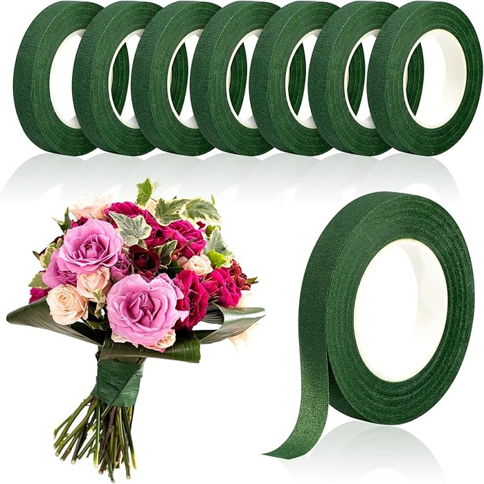8 Rolls Floral Tape, 1/2" Wide Flower Tape, Dark Green Floral Tape for Fresh Flowers, Adhesive Fl... | Amazon (US)