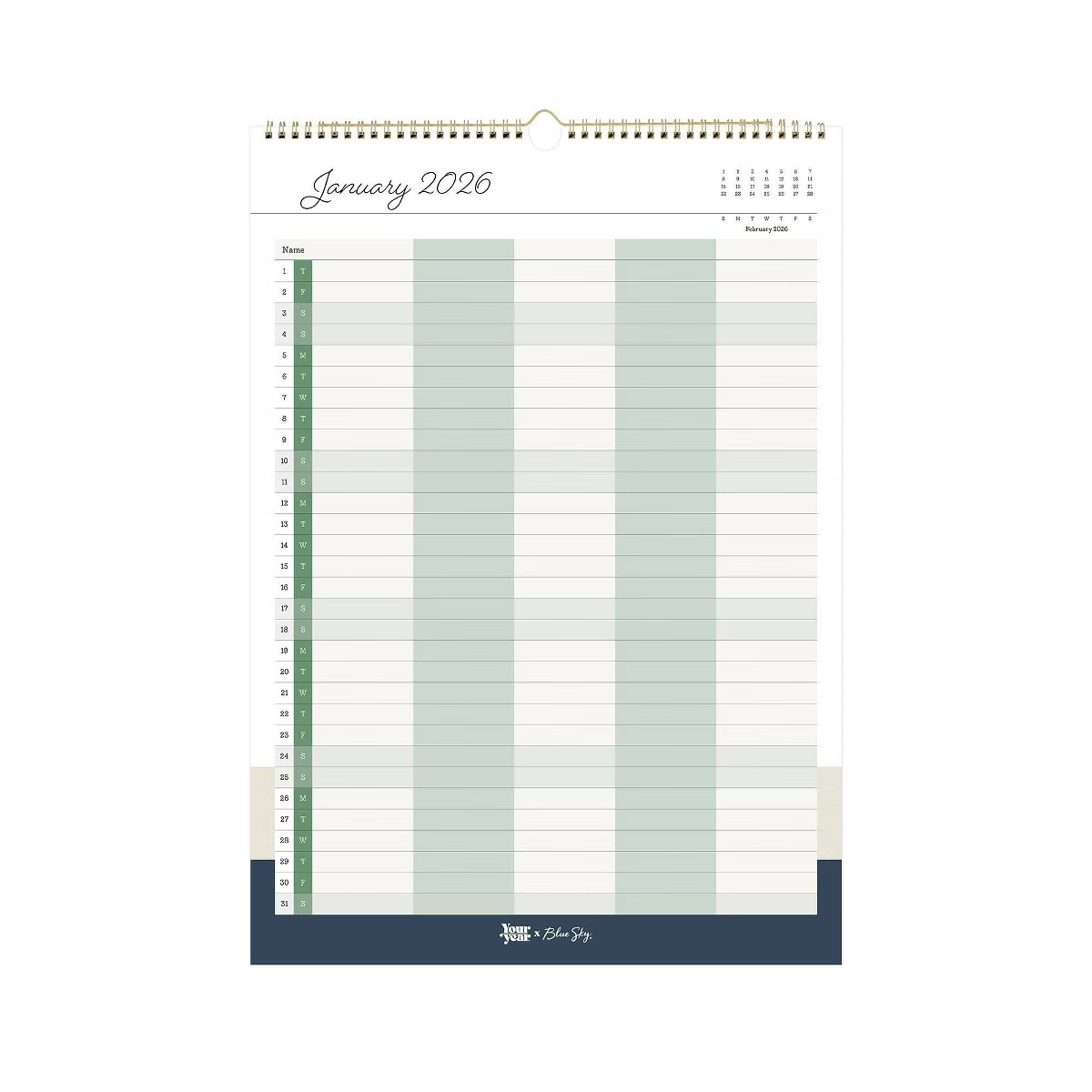 Blue Sky 12"x17" 2026 Monthly Wall Calendar Parent Tracking Safety Wirebound Family Organizer | Target
