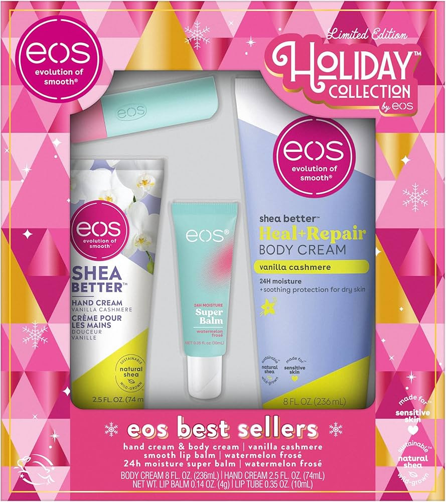 eos Holiday Skin Care Gift Set- Vanilla Cashmere Body & Hand Cream, Watermelon Frosé Lip Butter ... | Amazon (US)