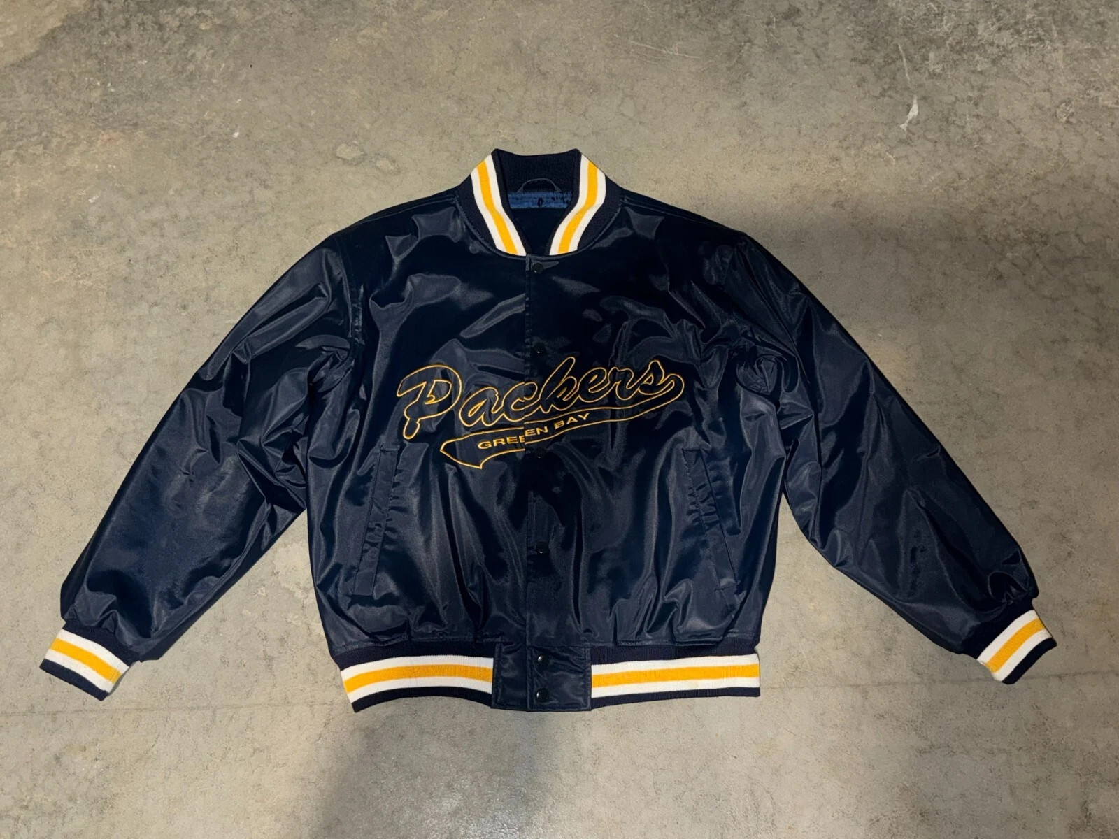 Vintage Green Bay Packers Throwback Uniform Snap Varsity Jacket Mens Large/XL | eBay US