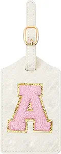 Initial Luggage Tag, PU Leather Luggage Tag, Embroidered Luggage Tag, Letter Luggage Tag, Monogra... | Amazon (US)