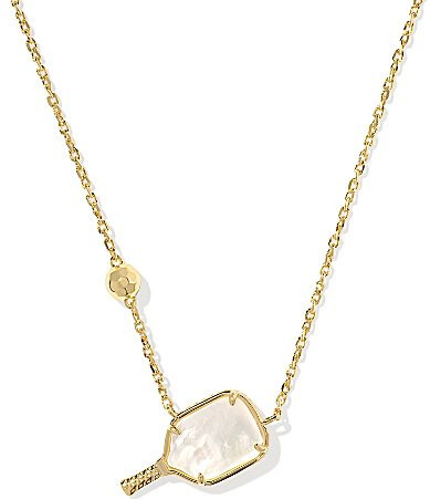 Kendra Scott Pickleball Short Pendant Necklace - Gold/Ivory Mother of Pearl | Dillard's