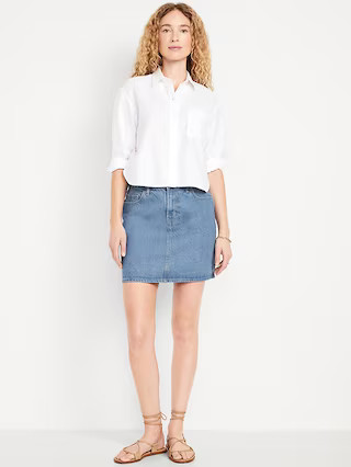 Mid-Rise Wow Jean Mini Skirt | Old Navy (US)