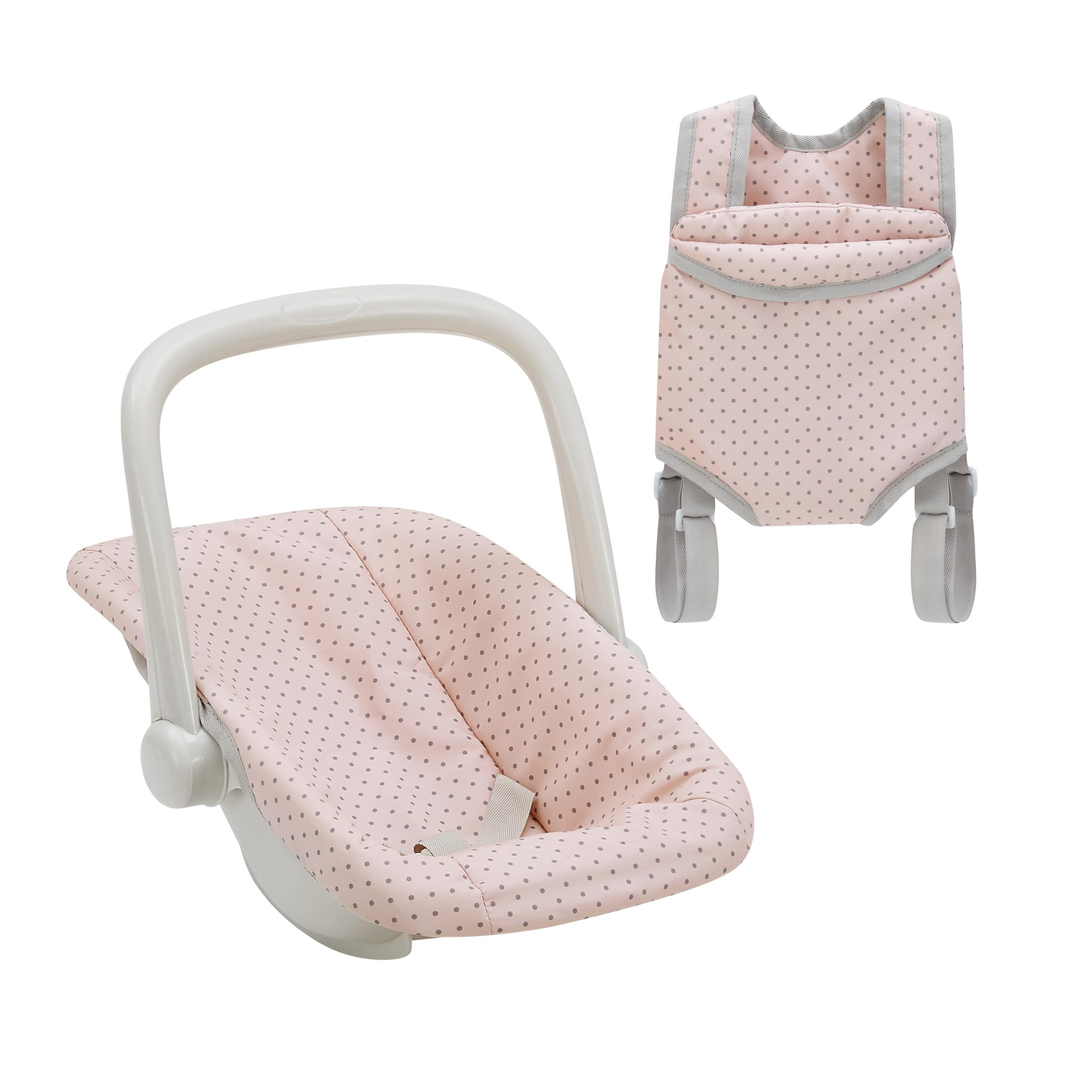 Olivia's Little World Polka Dot Princess Baby Doll Carrier & Car Seat Set, Pink/Gray | Amazon (US)