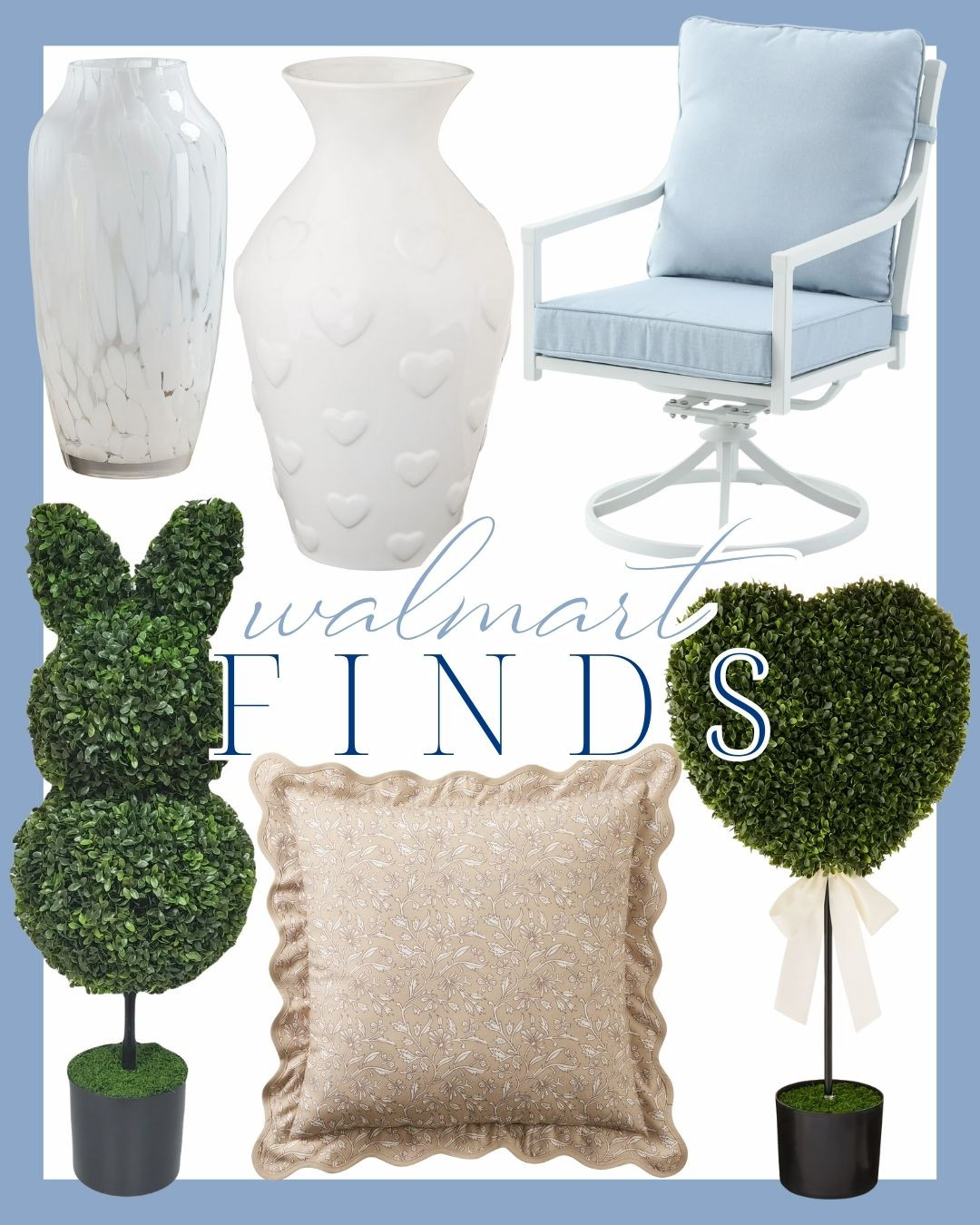 Refreshing patio style with affordable outdoor Walmart finds 🤍 Soft blue cushions, classic wicker, boxwood topiaries, and a scalloped umbrella create an easy, elegant outdoor space that feels polished but relaxed.
Walmart patio furniture, coastal outdoor decor, blue patio cushions, outdoor sofa, garden umbrella, boxwood topiary, budget patio finds 

 #LTKHome