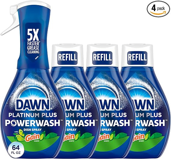 Dawn Powerwash Gain Original Dish Spray, Liquid Dish Soap, Dish Soap Refill, , 1 Starter Kit + 3 ... | Amazon (US)