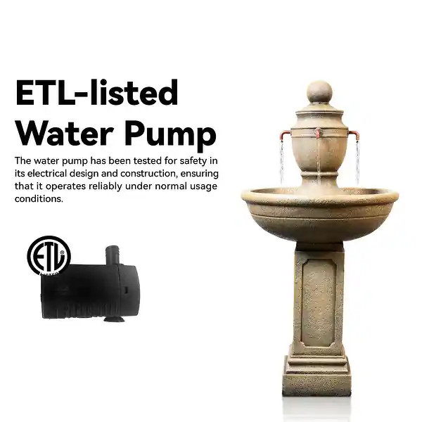 2-Tier Water Fountain, Outdoor, Sand Stone Look with Pump for Home Garden Yard Decor | Bed Bath & Beyond