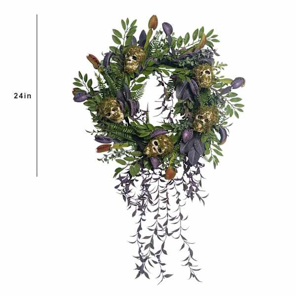 Moss Fly Trap & Skull Wreath, 24" | At Home