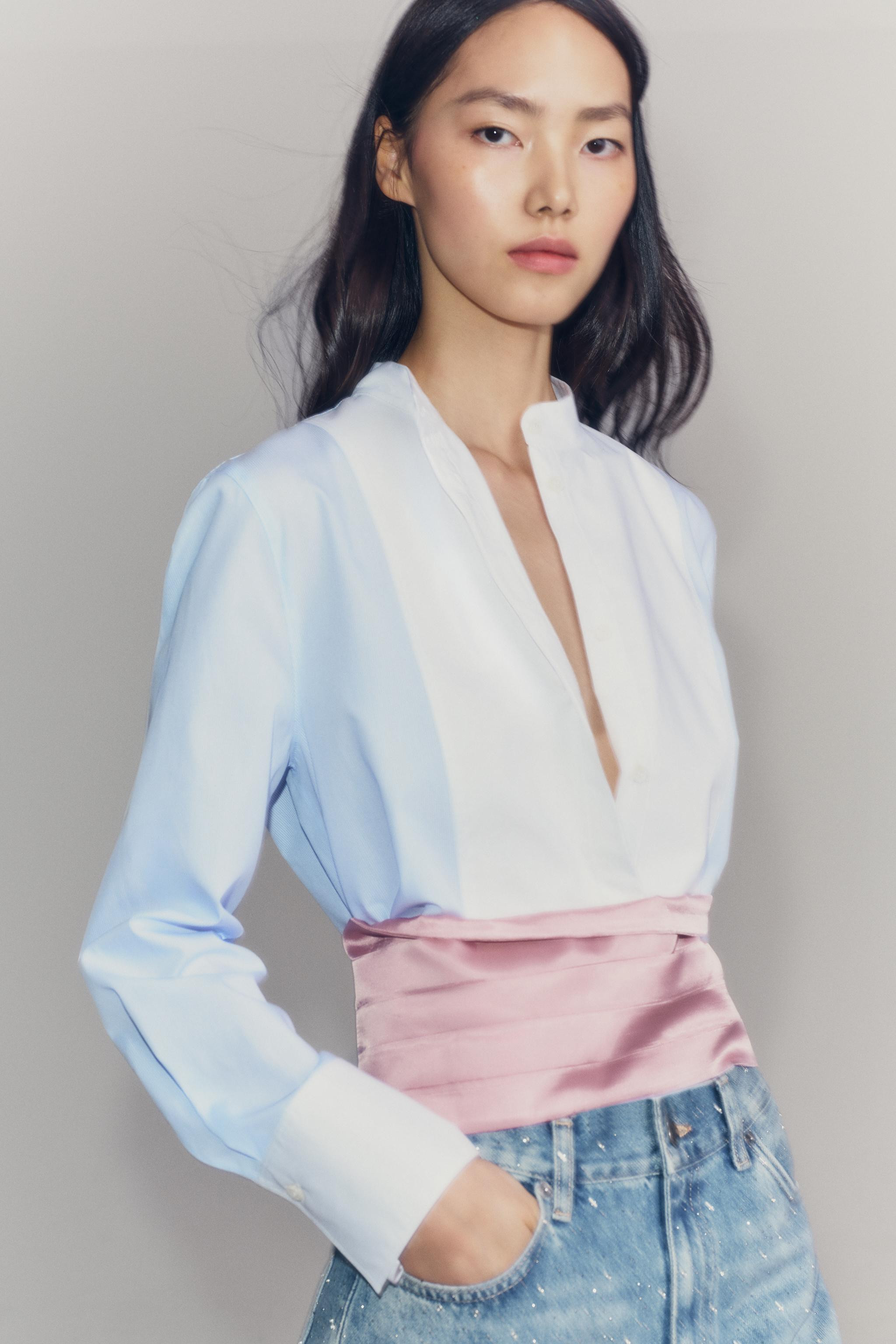 ZW COLLECTION STRIPED BIB SHIRT | Zara US