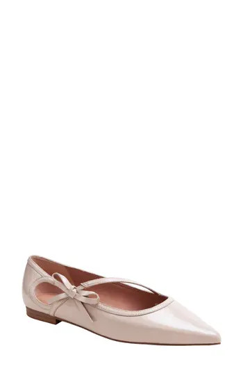 Linea Paolo Nuri Bow Pointed Toe Patent Flat in Putty at Nordstrom Rack, Size 7.5 | Nordstrom Rack