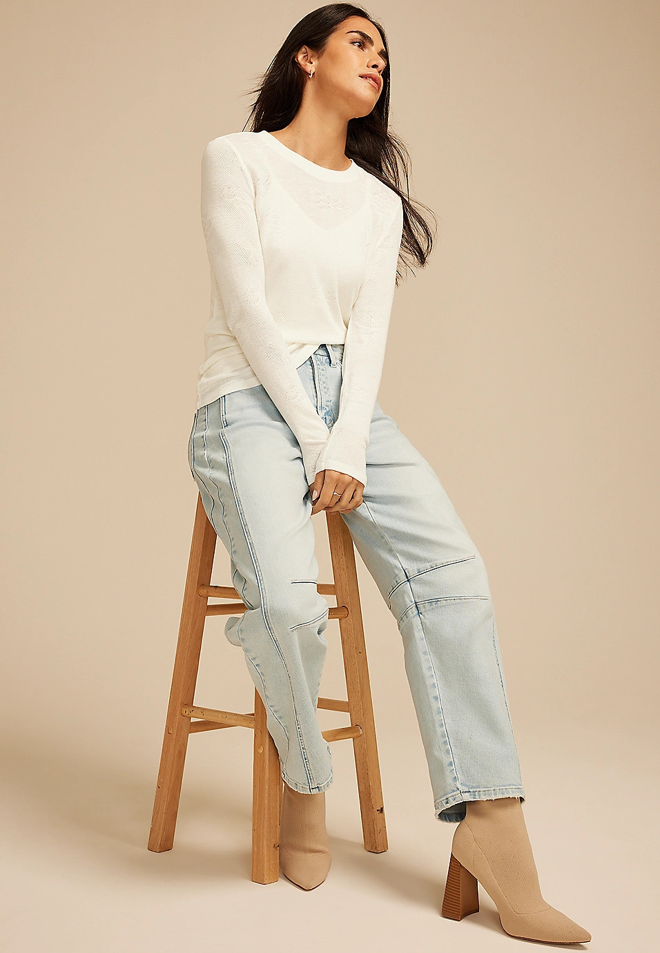 Floral Jacquard Mesh Top | Maurices