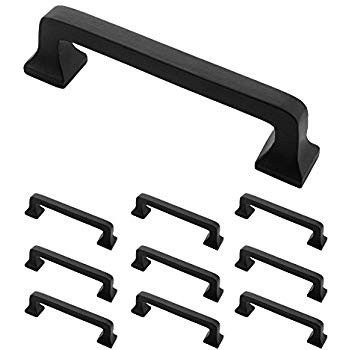 Iron Valley - 4" C2C Square Contemporary Cabinet Handle Pull - Black - Solid Cast Iron (10 Pack) | Amazon (US)