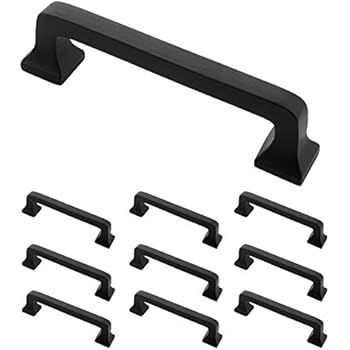 Iron Valley - 4" C2C Square Contemporary Cabinet Handle Pull - Black - Solid Cast Iron (10 Pack) | Amazon (US)