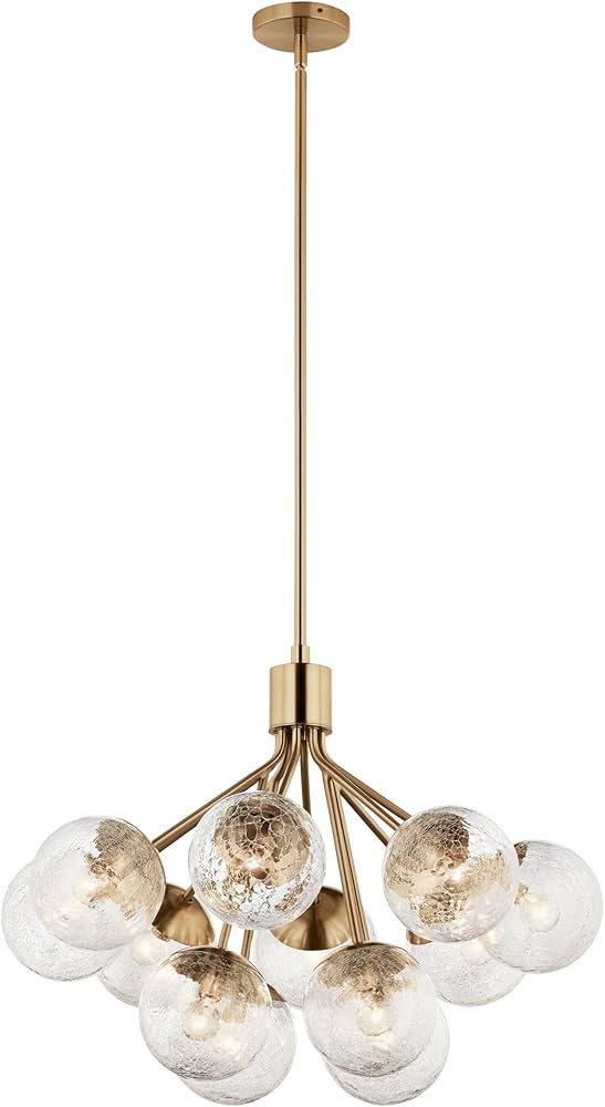 KICHLER Silvarious 12-Light Convertible Chandelier, Soft Modern Light with Clear Crackled Glass i... | Amazon (US)