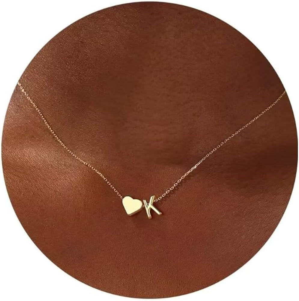 Turandoss Christmas Gifts for Grandkids - Dainty 18K Gold Plated Tiny Heart Initial A-Z Letter Pe... | Amazon (US)