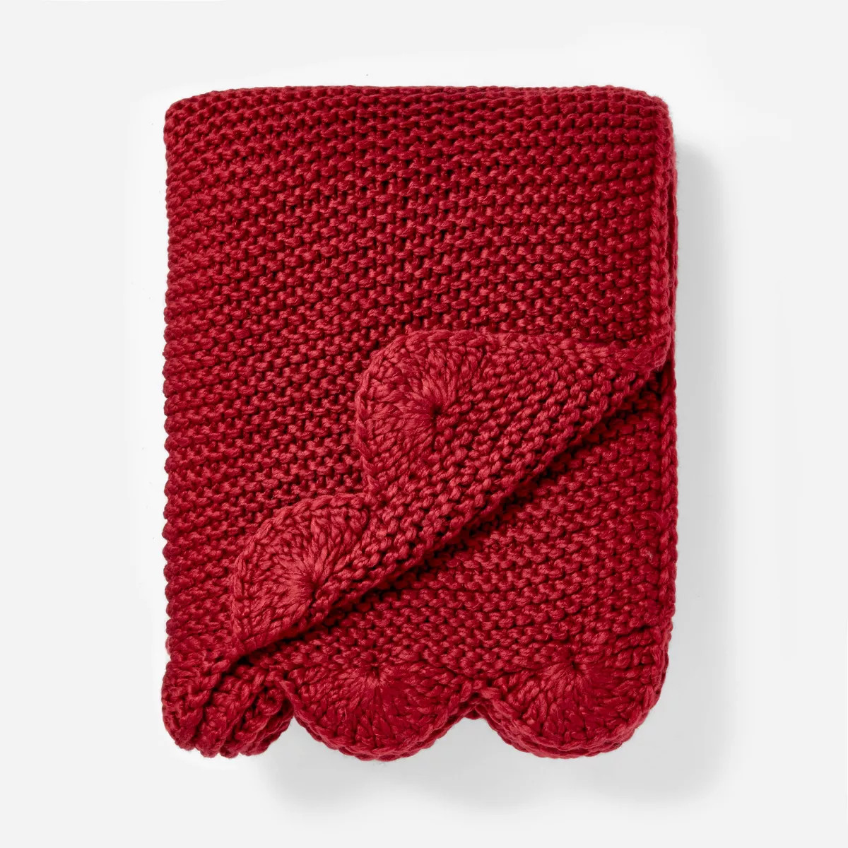 Knit Scalloped Edge Throw Blanket Red - Threshold™ designed with Studio McGee | Target