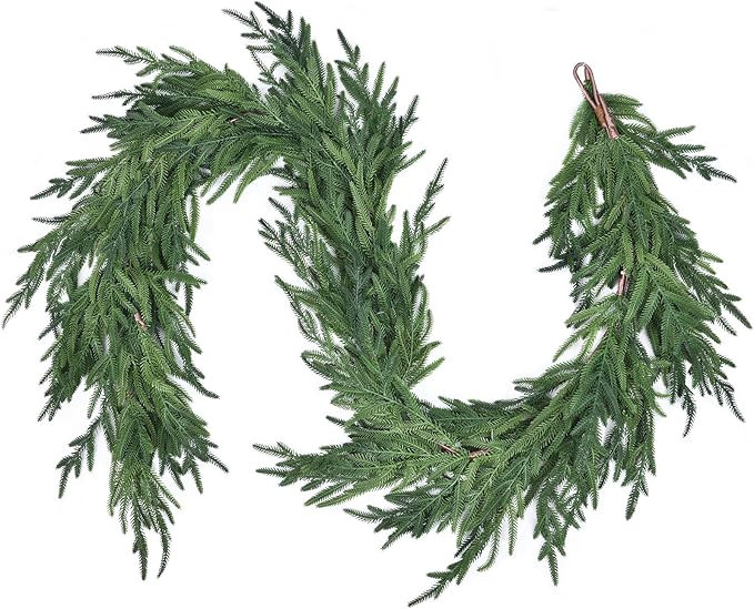 Christmas Norfolk Pine Garland - 9ft Artificial Greenery Garlands Norfolk Pine Leaves Real Touch ... | Amazon (US)