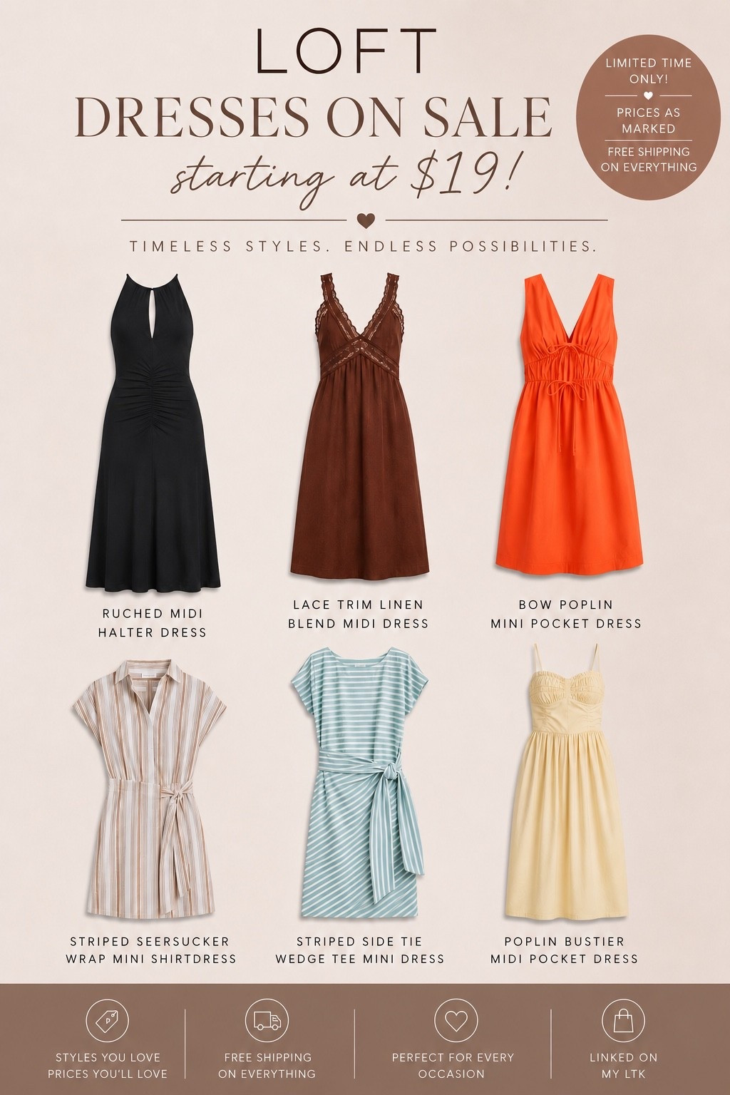🤎 LOFT sale find!

These are 6 of my favorite dresses from the current LOFT sale, with select styles starting at just $19! Whether you’re shopping for work, brunch, vacation, or everyday wear, there are so many beautiful options at incredible prices.

✨ I’ve linked all of these dresses on my LTK so you can shop them before your size is gone!

#LTKStyle #LoftStyle #LoftFinds #MidiDress #SummerStyle #AffordableFashion #DressSeason #LTKFashion #Over50Style #FashionOver50 #EverydayStyle #StyleInspo

#LTKSaleAlert #LTKOver40 #LTKSeasonal