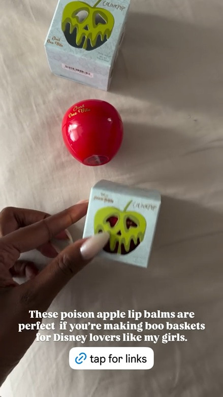 These poison apple lip balms are perfect  if you’re making boo baskets for Disney lovers like my girls.