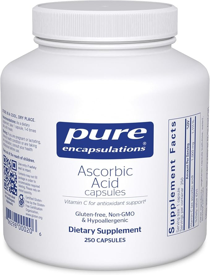 Pure Encapsulations Ascorbic Acid Capsules - 1,000 mg Vitamin C - Antioxidant & Immune Support* -... | Amazon (US)