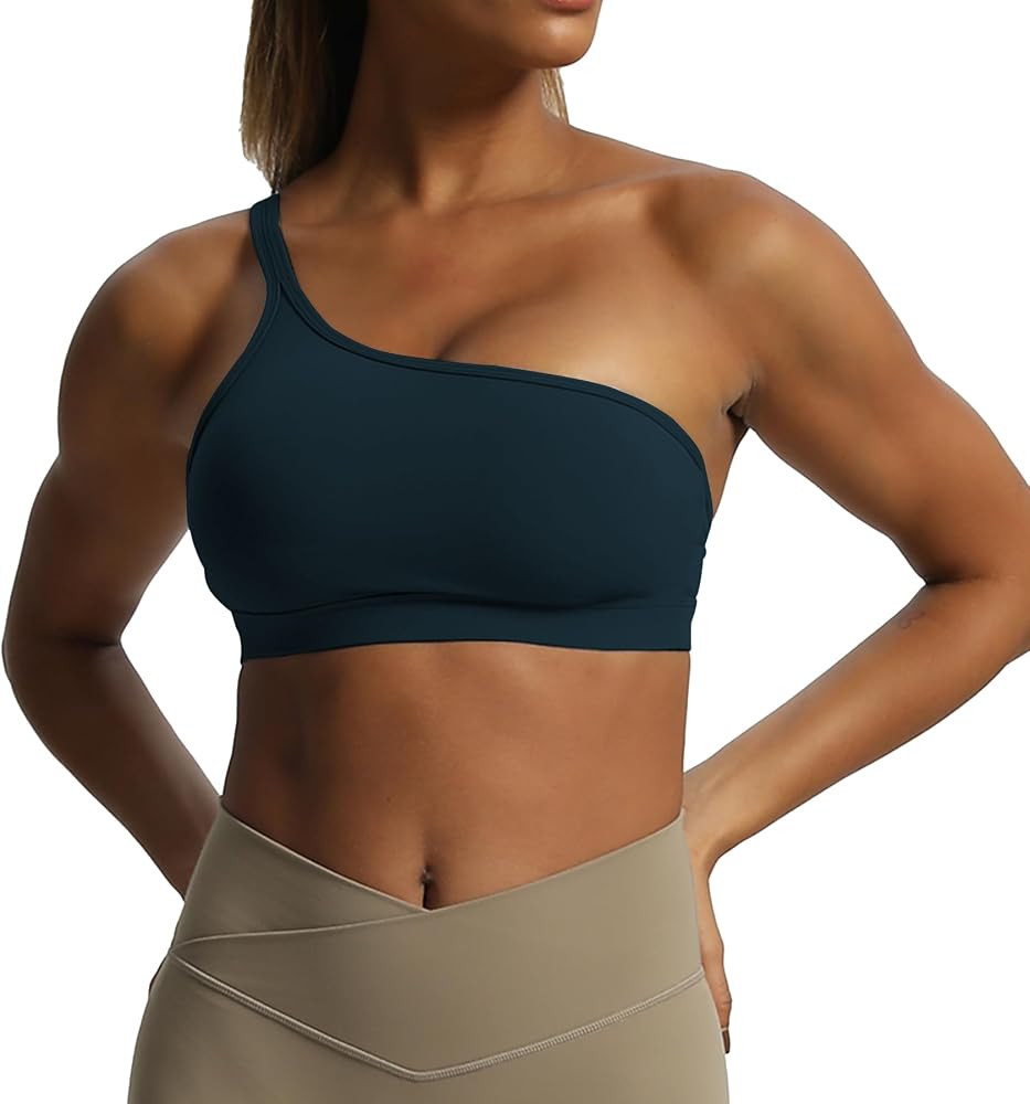 Aoxjox Women's Workout Sports Bras One Shoulder Astoria Asymmetrical Bra Fitness Training Gym Yog... | Amazon (US)