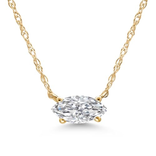 Gem Stone King 10K Yellow Gold Lab Grown Diamond Pendant Necklace For Women | Marquise Cut | DEF ... | Amazon (US)