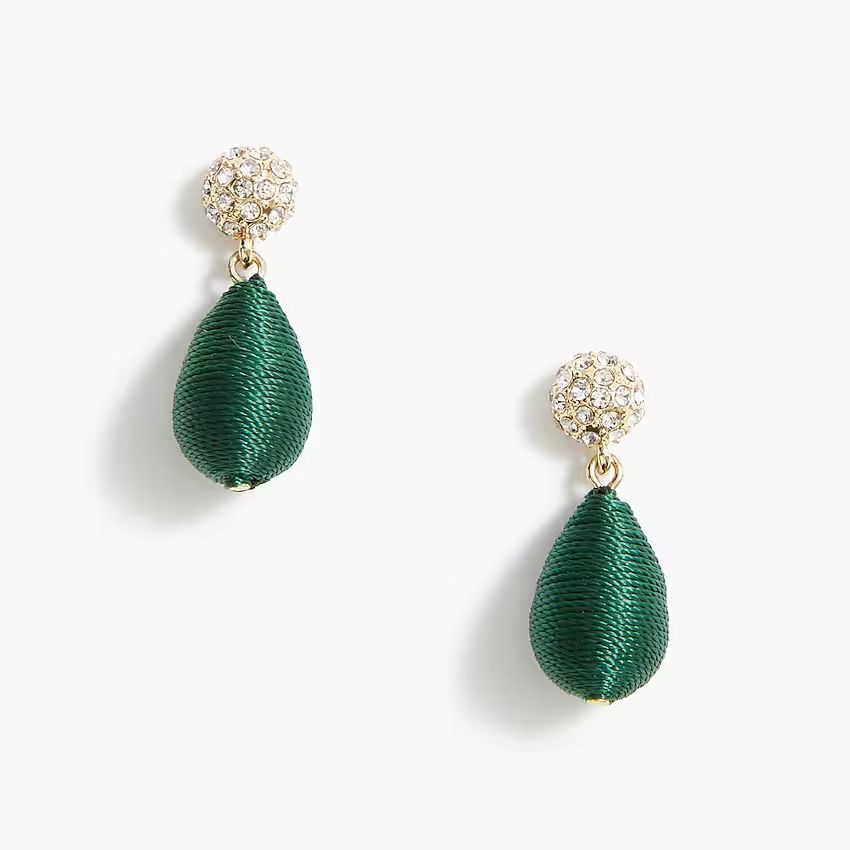 Thread-wrapped drop earrings with crystal posts | J.Crew Factory