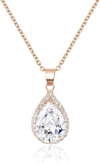 Linawe Crystal Chain Necklace for Women Trendy, Statement Diamond Pendant, Cubic Zirconia Summer ... | Amazon (US)