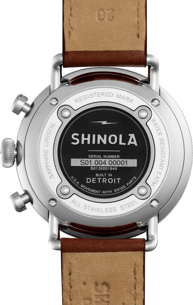 The Canfield Chrono Leather Strap Watch, 43mm | Nordstrom