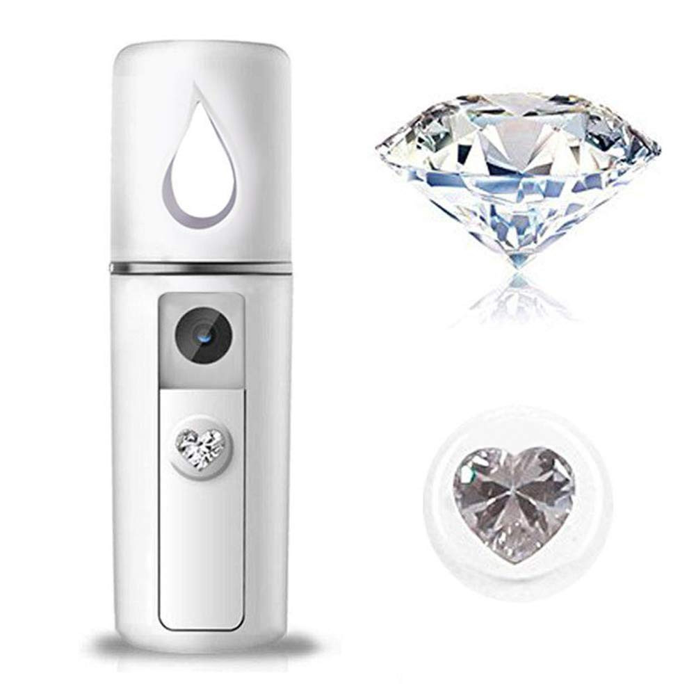 Nano Facial Steamer Mist Spray Eyelash Extensions Cleaning Pores Water SPA Moisturizing Hydrating Face Sprayer USB Rechargeable Mini Beauty Device - Summer Gives You Cool (White) | Amazon (US)