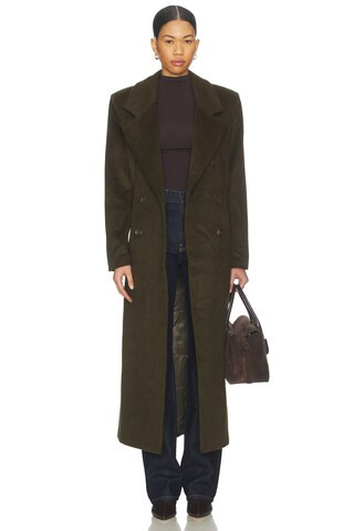 SEROYA Leche Wool Coat in Grove Green from Revolve.com | Revolve Clothing (Global)