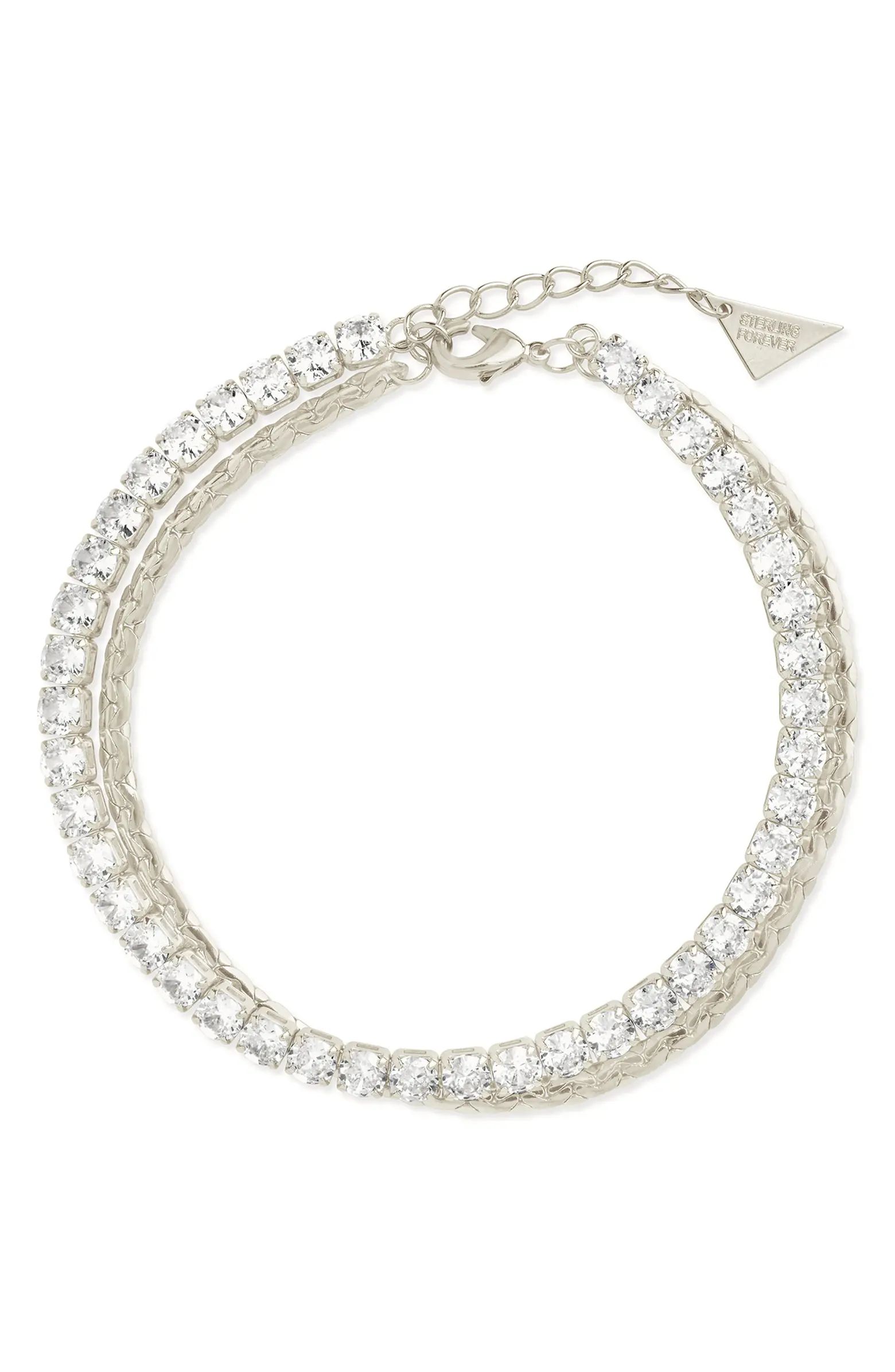 Sterling Forever Clea Cubic Zirconia Layered Tennis Bracelet | Nordstrom | Nordstrom