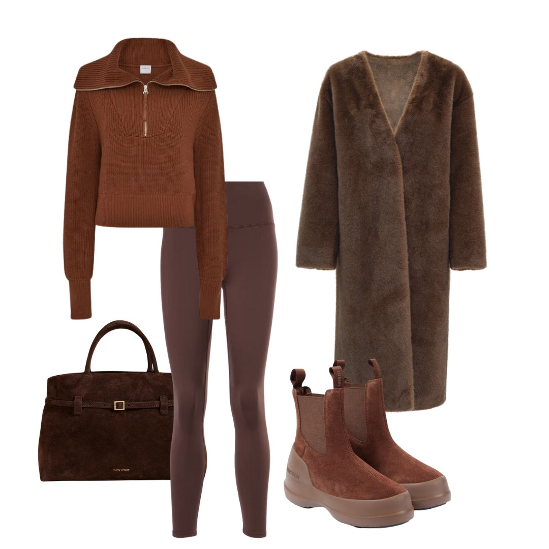One coat styled two ways.  Who says leggings can’t be stylish.  Love these moon boots matching to the Varley sweater.  Then for a dressier look, pair with a leather rope belt and heels with a black and cream palette.

#LTKstyletip #LTKover50style #LTKwinter