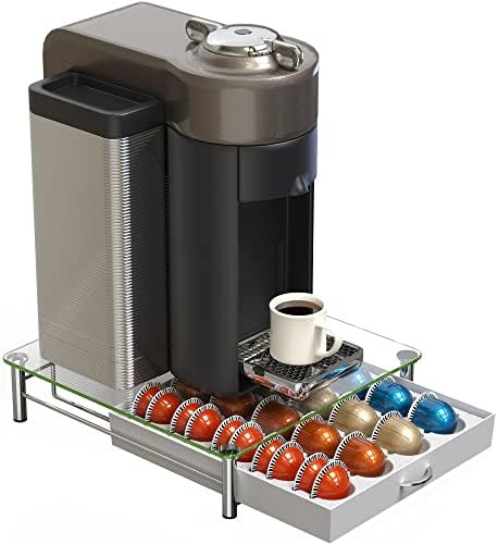 DecoBros Vertuo Pod Holder VertuoLine Drawer Storage for Coffee Capsules, Crystal Tempered Glass,... | Amazon (US)