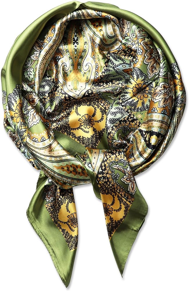 vabovin Silk Like Head Scarf, Women's 35'' Satin Large Square Hair Scarves and Wraps Headscarf fo... | Amazon (US)