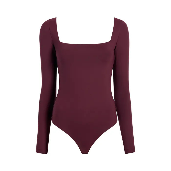 Wide Square Neck Bodysuit | Merlot - nuuds | nuuds