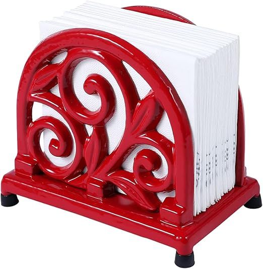 Rustic Napkin Holder, Farmhouse Cast Iron Napkin Holders for Kitchen Tables Home Decor, Red | Amazon (US)